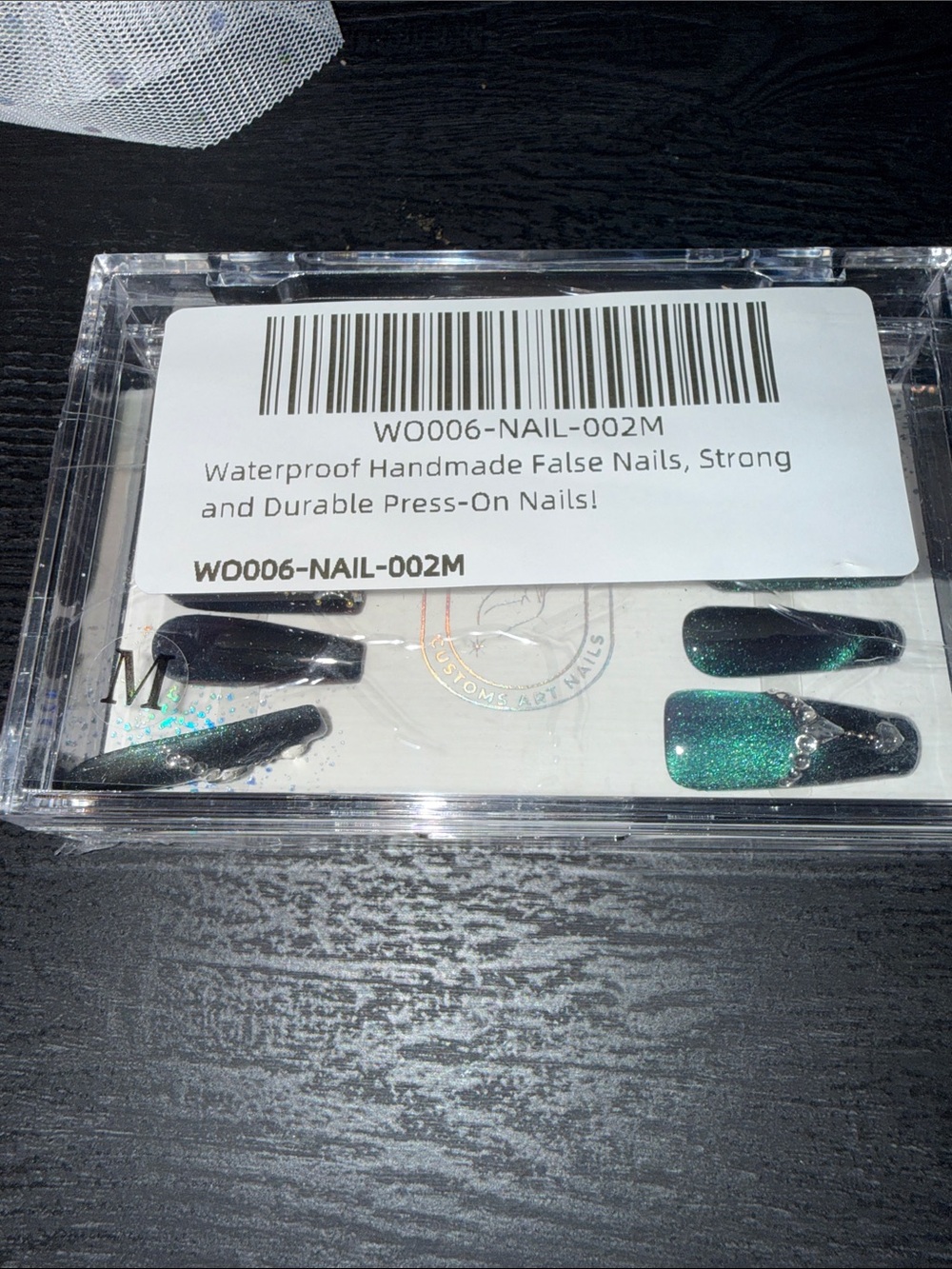 Handmade Green Glitter Press-On Nails - Waterproof Durable Set